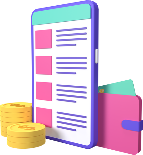 3D Smartphone with Money Illustration 